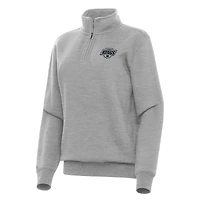 Women's Antigua Heather Gray Los Angeles Kings Victory Quarter-Zip Sweatshirt