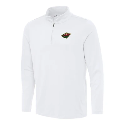 Men's Antigua White Minnesota Wild Reprocess Quarter-Zip Top