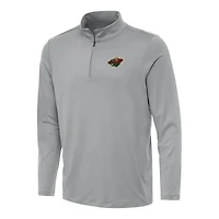 Men's Antigua Gray Minnesota Wild Reprocess Quarter-Zip Top