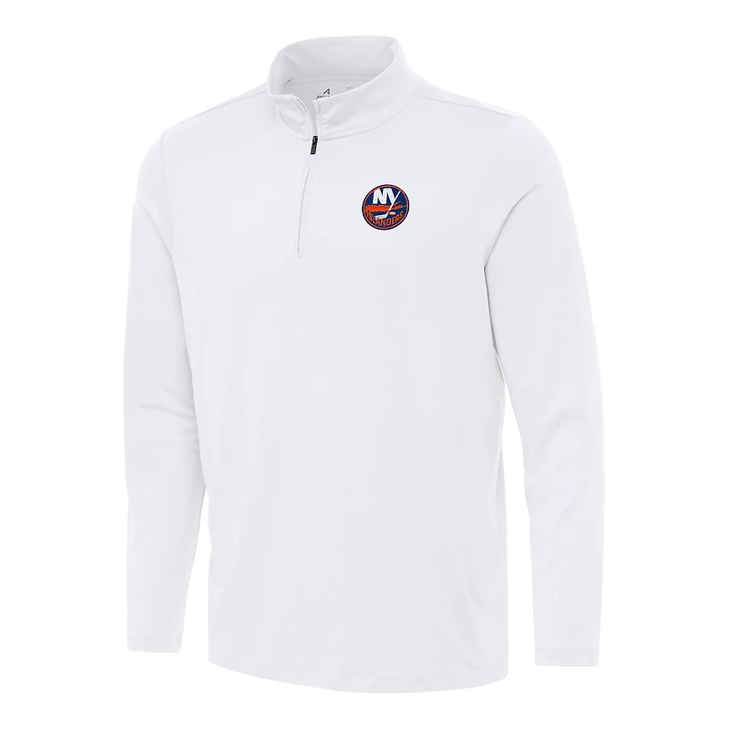 Men's Antigua White New York Islanders Reprocess Quarter-Zip Top