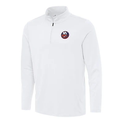 Men's Antigua White New York Islanders Reprocess Quarter-Zip Top