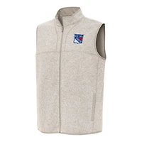 Men's Antigua Oatmeal New York Rangers Fortune Full-Zip Vest