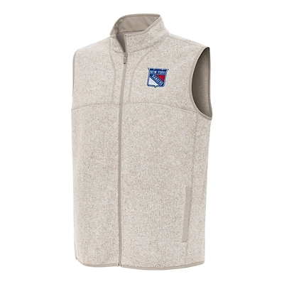 Men's Antigua Oatmeal New York Rangers Fortune Full-Zip Vest