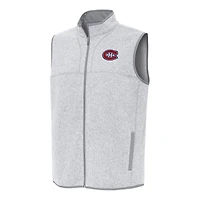 Men's Antigua Heather Gray Montreal Canadiens Fortune Full-Zip Vest