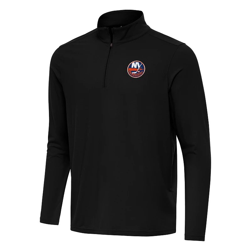 Men's Antigua Black New York Islanders Intent Quarter-Zip Top