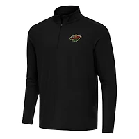Men's Antigua Black Minnesota Wild Intent Quarter-Zip Top
