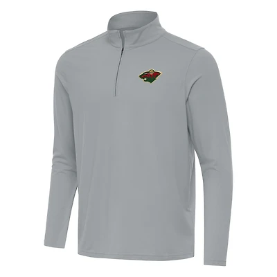 Men's Antigua Gray Minnesota Wild Intent Quarter-Zip Top