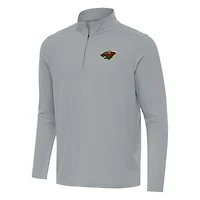 Men's Antigua Gray Minnesota Wild Intent Quarter-Zip Top
