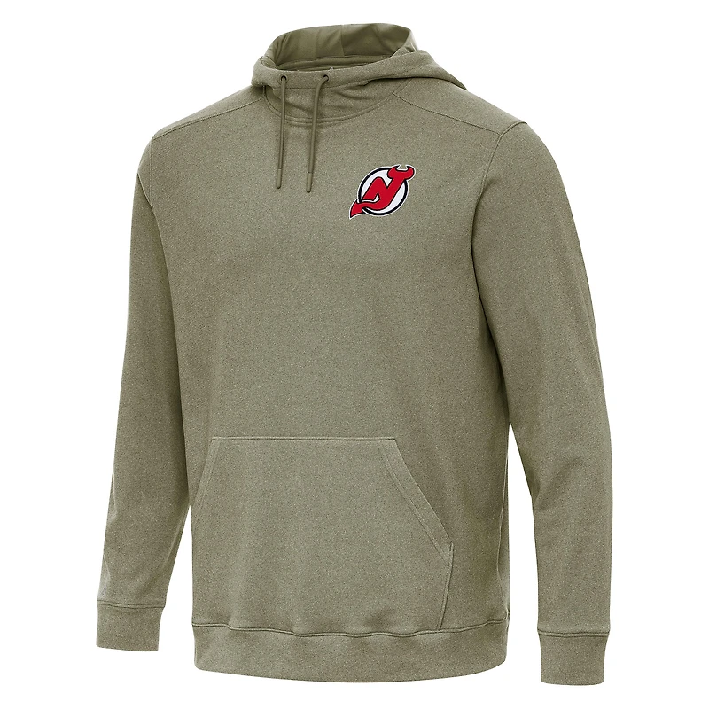 Men's Antigua Olive New Jersey Devils Cloud Pullover Hoodie