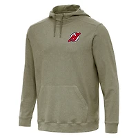 Men's Antigua Olive New Jersey Devils Cloud Pullover Hoodie