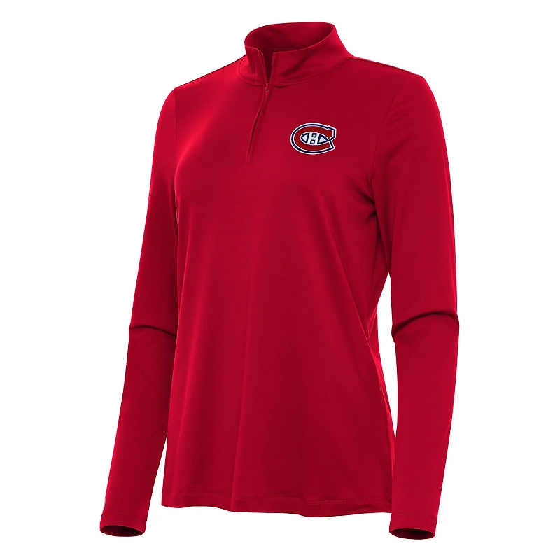 Women's Antigua Red Montreal Canadiens Reprocess Quarter-Zip Top