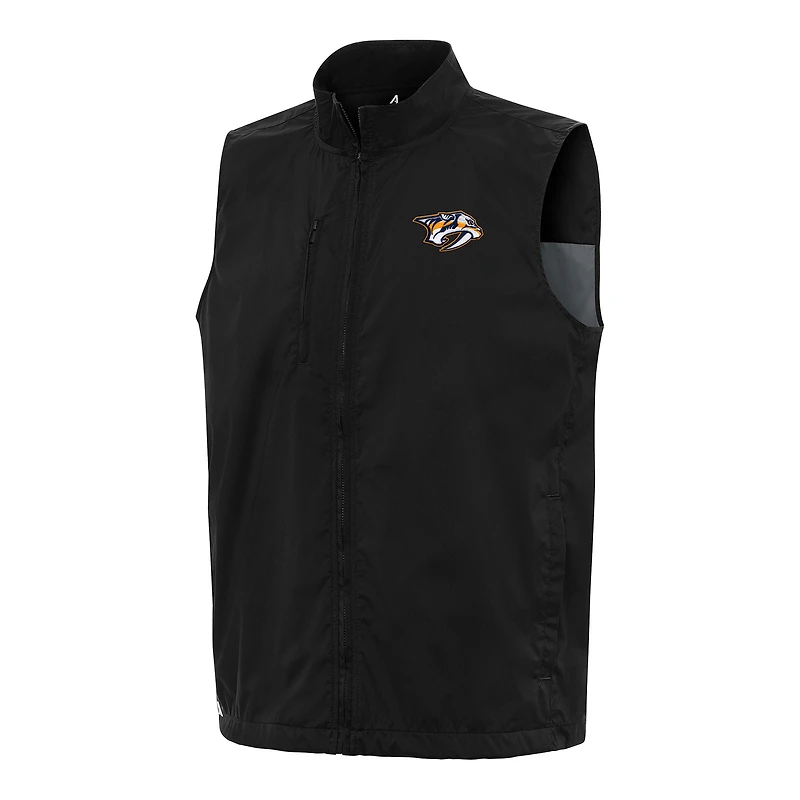 Men's Antigua  Black Nashville Predators Brisk Full-Zip Vest