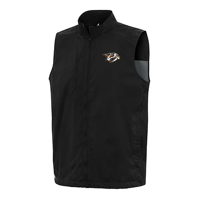 Men's Antigua  Black Nashville Predators Brisk Full-Zip Vest