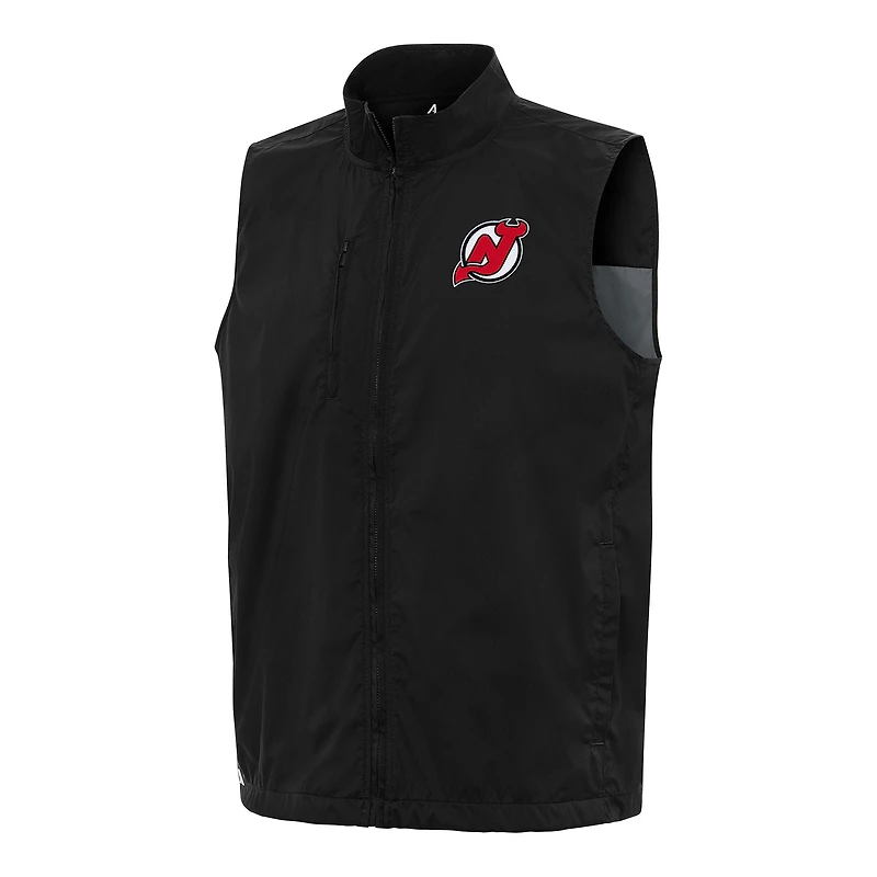 Men's Antigua Black New Jersey Devils Brisk Full-Zip Vest