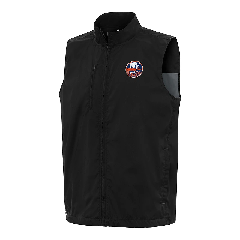 Men's Antigua  Black New York Islanders Brisk Full-Zip Vest