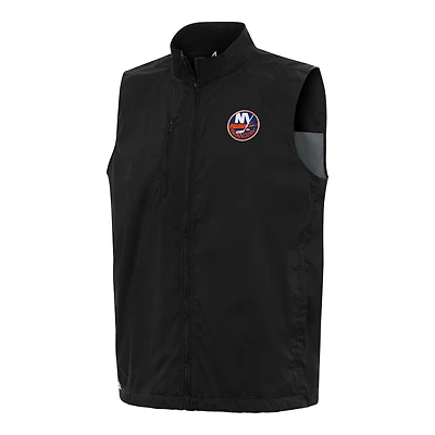 Men's Antigua  Black New York Islanders Brisk Full-Zip Vest
