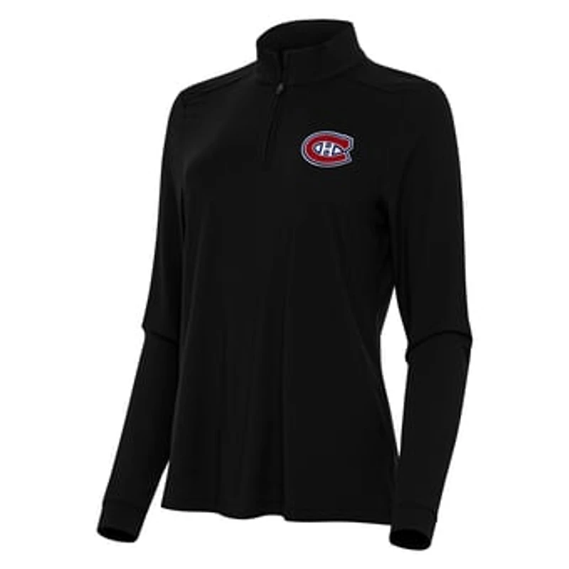 Women's Antigua Black Montreal Canadiens Intent Quarter-Zip Top