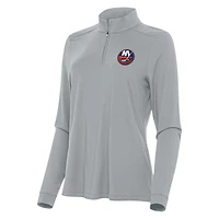 Women's Antigua Gray New York Islanders Intent Quarter-Zip Top
