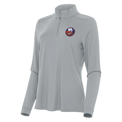 Women's Antigua Gray New York Islanders Intent Quarter-Zip Top