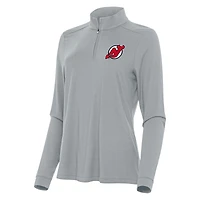 Women's Antigua Gray New Jersey Devils Intent Quarter-Zip Top