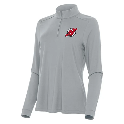 Women's Antigua Gray New Jersey Devils Intent Quarter-Zip Top