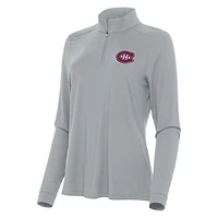 Women's Antigua Gray Montreal Canadiens Intent Quarter-Zip Top