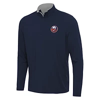 Men's Antigua Navy/Gray New York Islanders Content Quarter-Zip Pullover Top