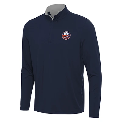 Men's Antigua Navy/Gray New York Islanders Content Quarter-Zip Pullover Top