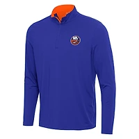 Men's Antigua Royal/Orange New York Islanders Content Quarter-Zip Pullover Top