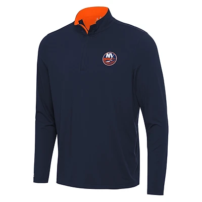 Men's Antigua Navy/Orange New York Islanders Content Quarter-Zip Pullover Top
