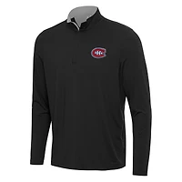 Men's Antigua Black/Gray Montreal Canadiens Content Quarter-Zip Pullover Top