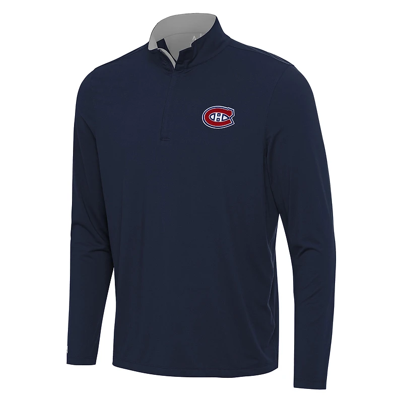 Men's Antigua Navy/ Montreal Canadiens Content Quarter-Zip Pullover Top