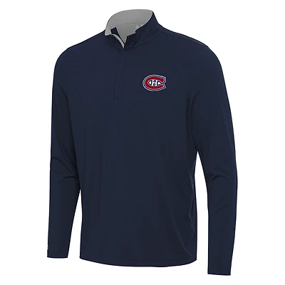 Men's Antigua Navy/ Montreal Canadiens Content Quarter-Zip Pullover Top