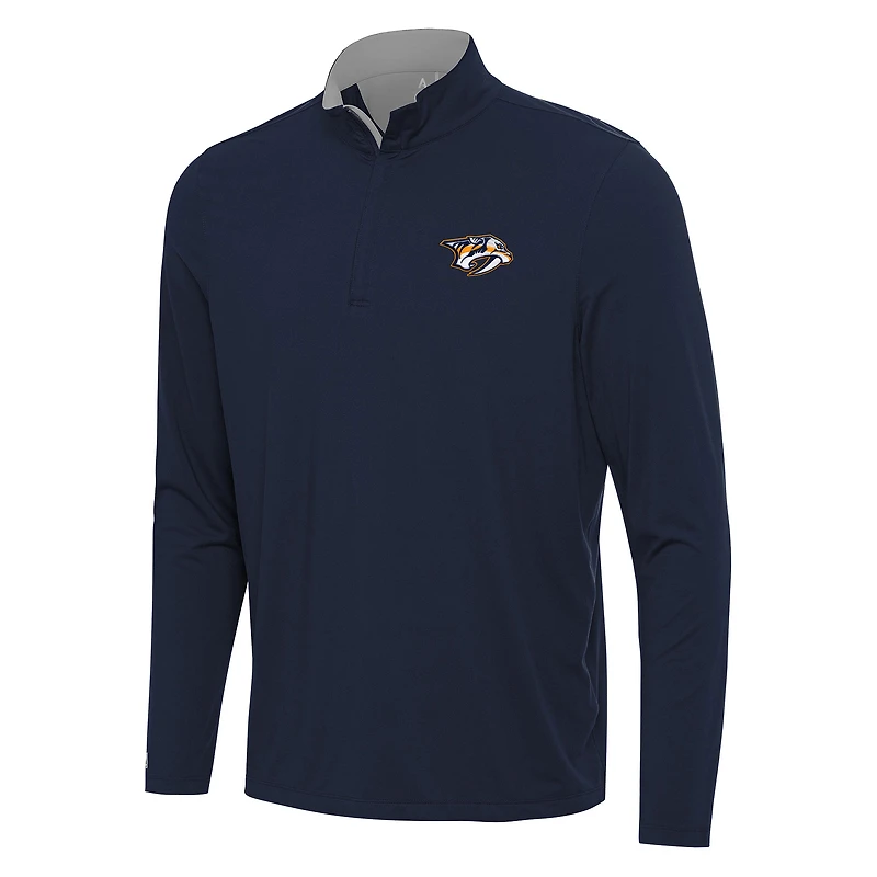 Men's Antigua Navy/Gray Nashville Predators Content Quarter-Zip Pullover Top