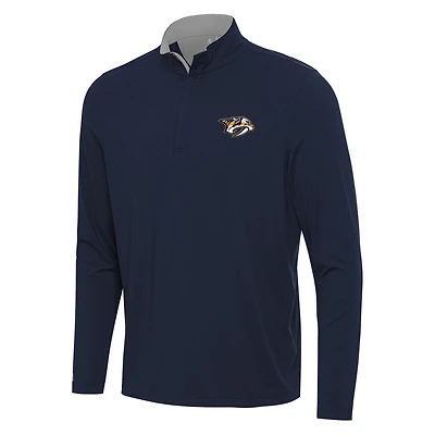 Men's Antigua Navy/Gray Nashville Predators Content Quarter-Zip Pullover Top