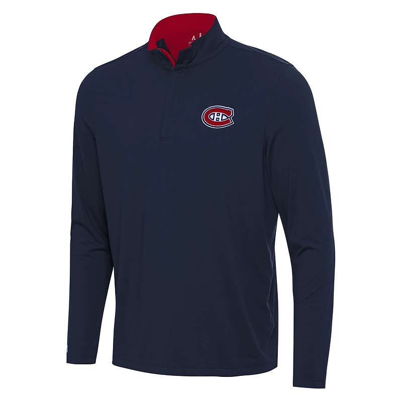 Men's Antigua Navy/Red Montreal Canadiens Content Quarter-Zip Pullover Top
