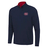Men's Antigua Navy/Red Montreal Canadiens Content Quarter-Zip Pullover Top