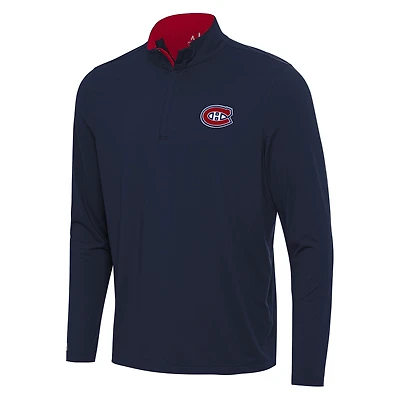Men's Antigua Navy/Red Montreal Canadiens Content Quarter-Zip Pullover Top