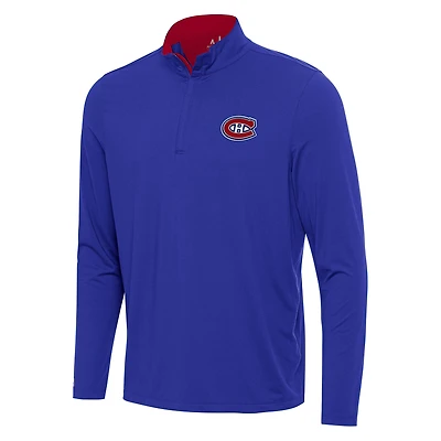 Men's Antigua Blue/Red Montreal Canadiens Content Quarter-Zip Pullover Top