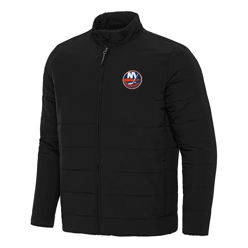 Men's Antigua Black New York Islanders Swelter Full-Zip Puffer Jacket