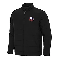 Men's Antigua Black New York Islanders Swelter Full-Zip Puffer Jacket