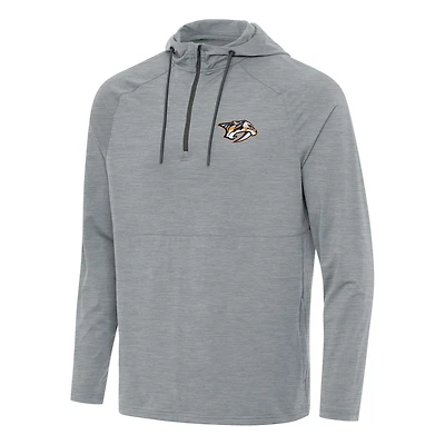 Men's Antigua Heather Gray Nashville Predators Spikes Quarter-Zip Hoodie