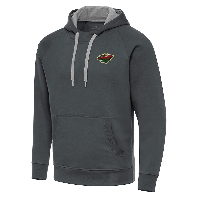 Men's Antigua Charcoal Minnesota Wild Big & Tall Victory Pullover Hoodie