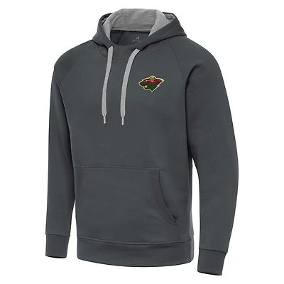 Men's Antigua Charcoal Minnesota Wild Big & Tall Victory Pullover Hoodie