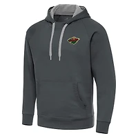 Men's Antigua Charcoal Minnesota Wild Big & Tall Victory Pullover Hoodie