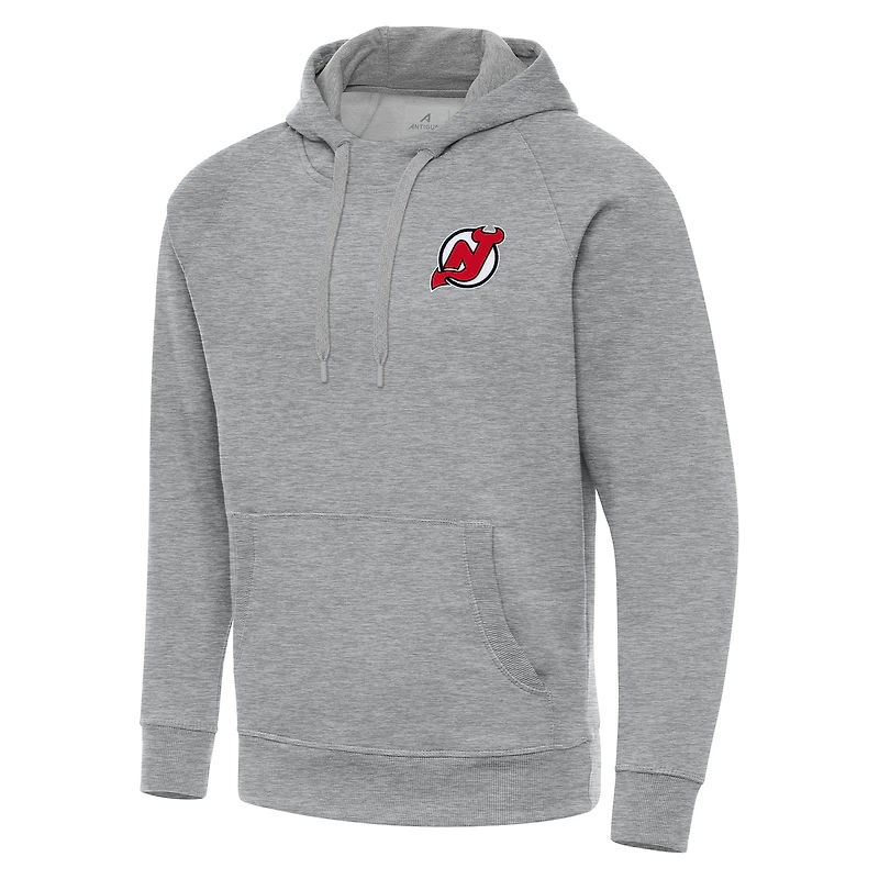 Men's Antigua Heather Gray New Jersey Devils Big & Tall Victory Pullover Hoodie