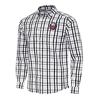 Men's Antigua  Black/Gray New York Islanders Tending 2 Button-Down Long Sleeve Shirt