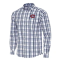 Men's Antigua  Navy/Gray Montreal Canadiens Tending 2 Button-Down Long Sleeve Shirt