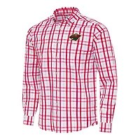 Men's Antigua  Red/Gray Minnesota Wild Tending 2 Button-Down Long Sleeve Shirt