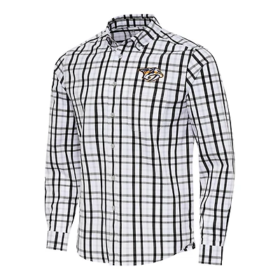 Men's Antigua  Black/Gray Nashville Predators Tending 2 Button-Down Long Sleeve Shirt